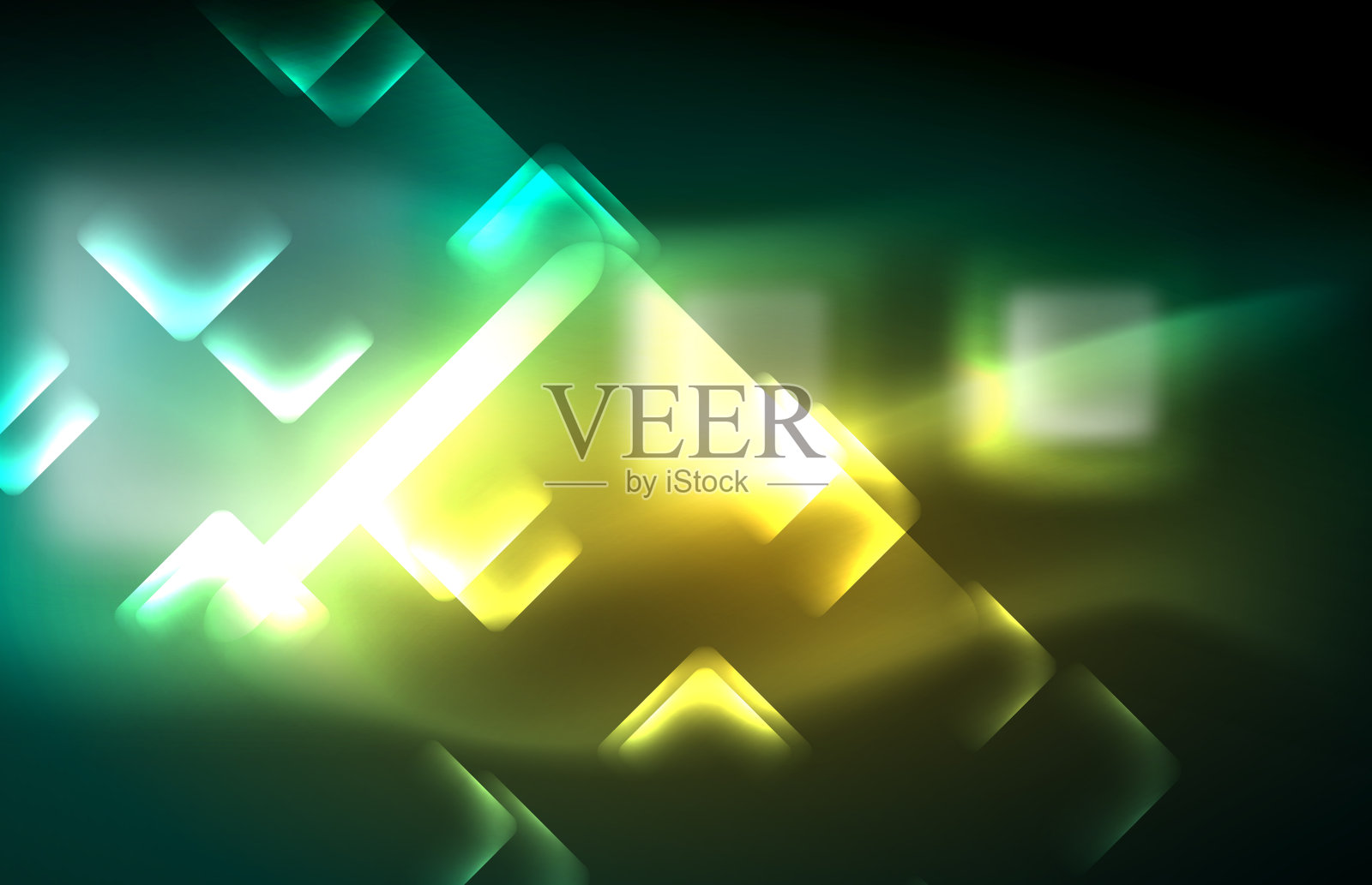 霓虹灯广场和线条灯在黑暗的背景和模糊的效果插画图片素材