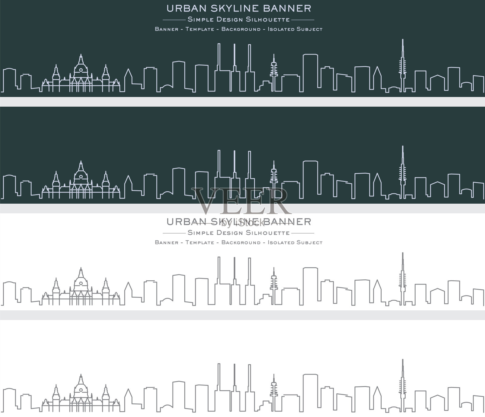 汉诺威单线天际线横幅插画图片素材