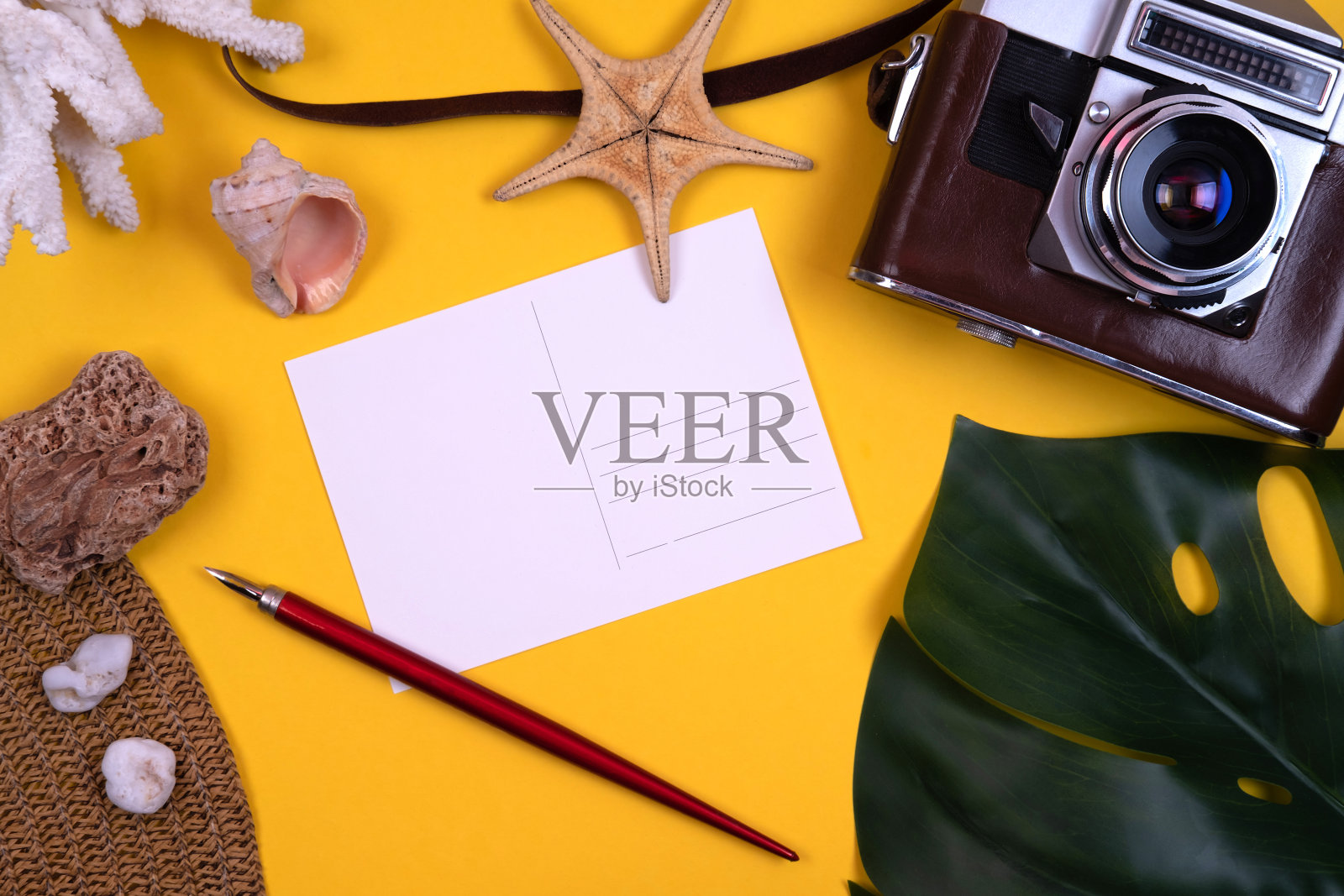 夏天的背景。平躺，俯视图照片摄影图片