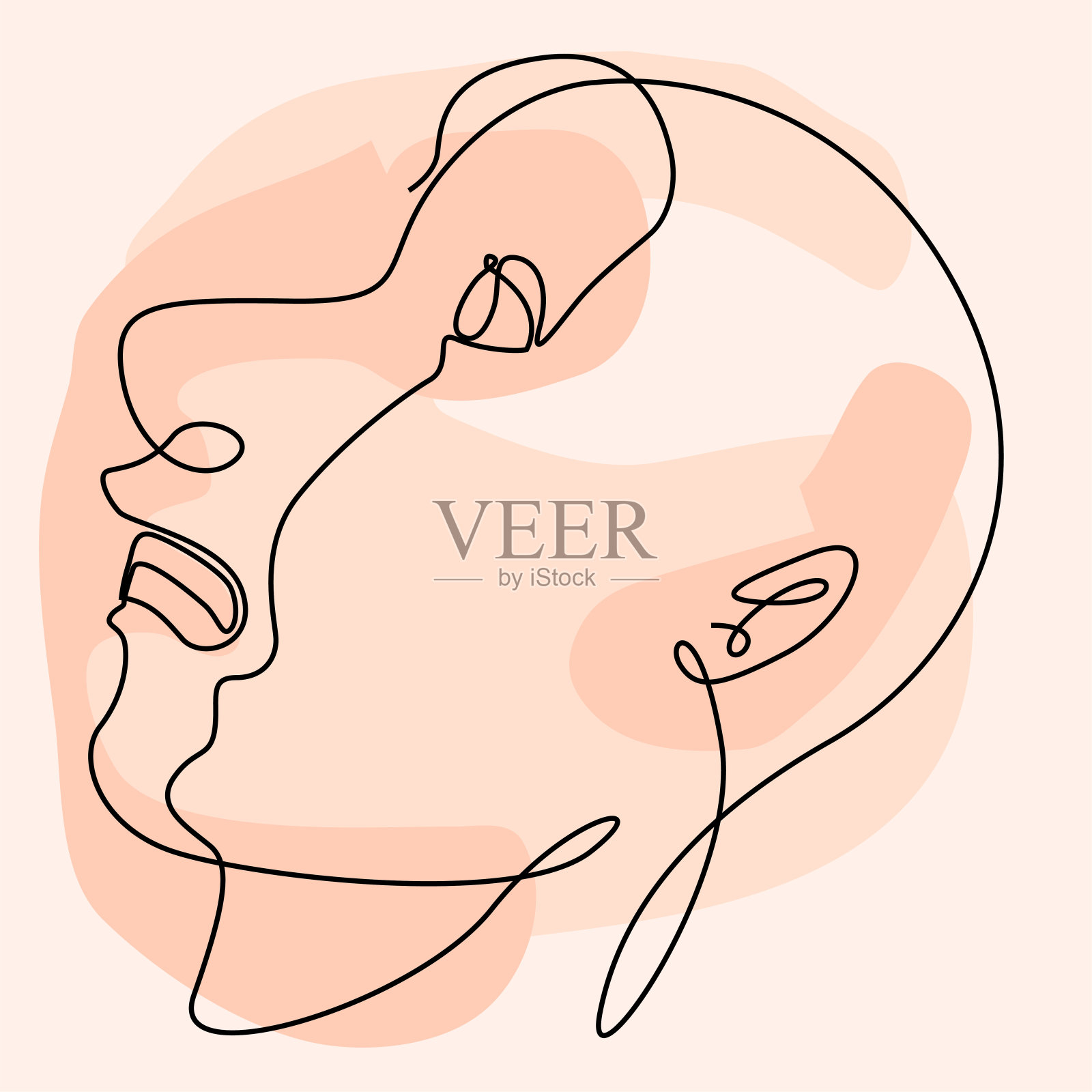 孤立的简单的脸在彩色的背景插画图片素材