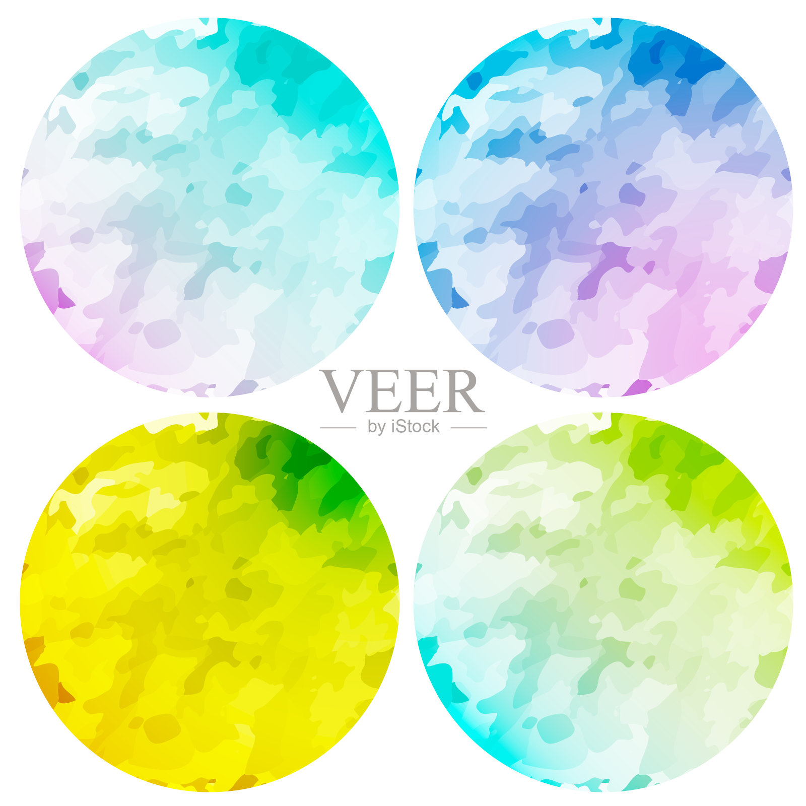 一套圆形水彩污点插画图片素材