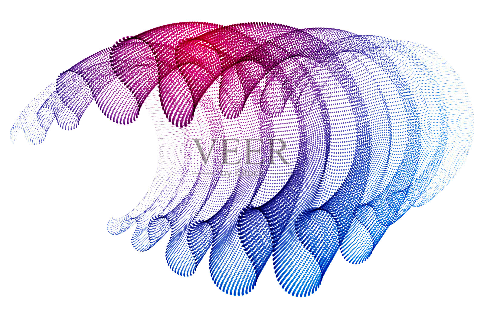 动态粒子声波流动，透明薄纱纺织上的风。虚线矢量抽象背景。美丽的3d波形阵列的混合点。插画图片素材