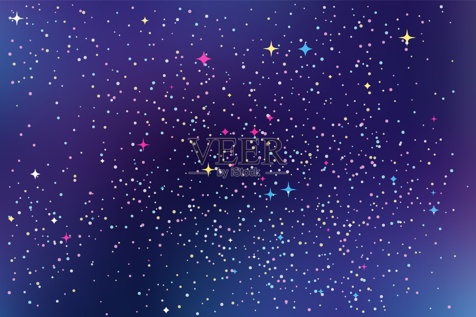 繁星点点的夜空。矢量抽象的背景在蓝色，紫色和紫色的颜色。太空星系彩色插图。插画图片素材