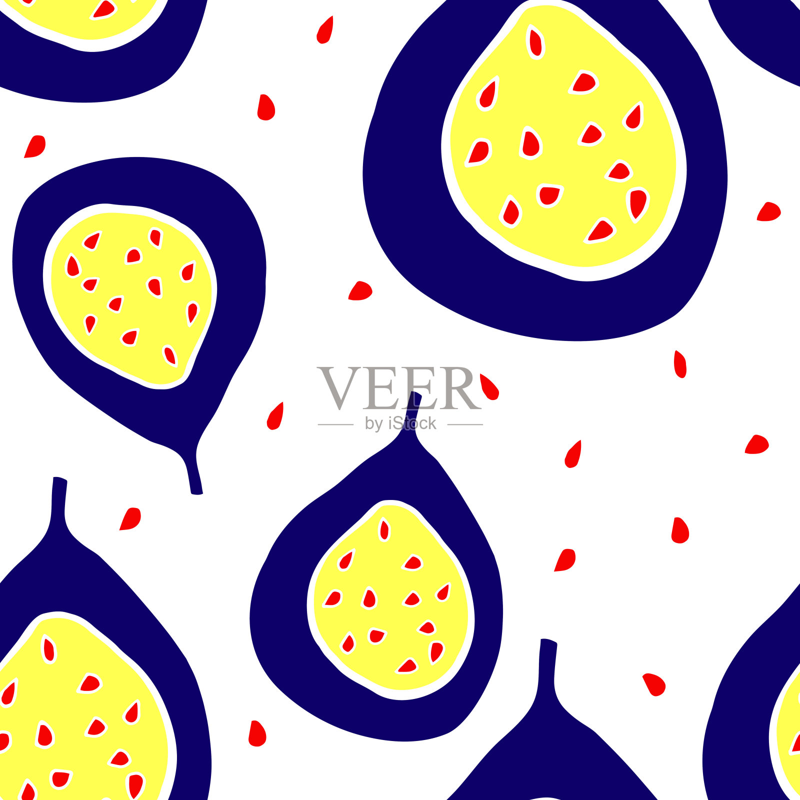 百香果和莎草的无缝图案。插画图片素材