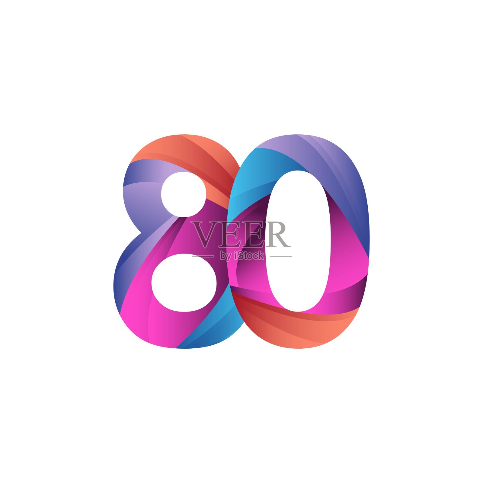 80周年纪念矢量模板。为你的庆祝活动设计。设计广告，海报，横幅或印刷品。插画图片素材