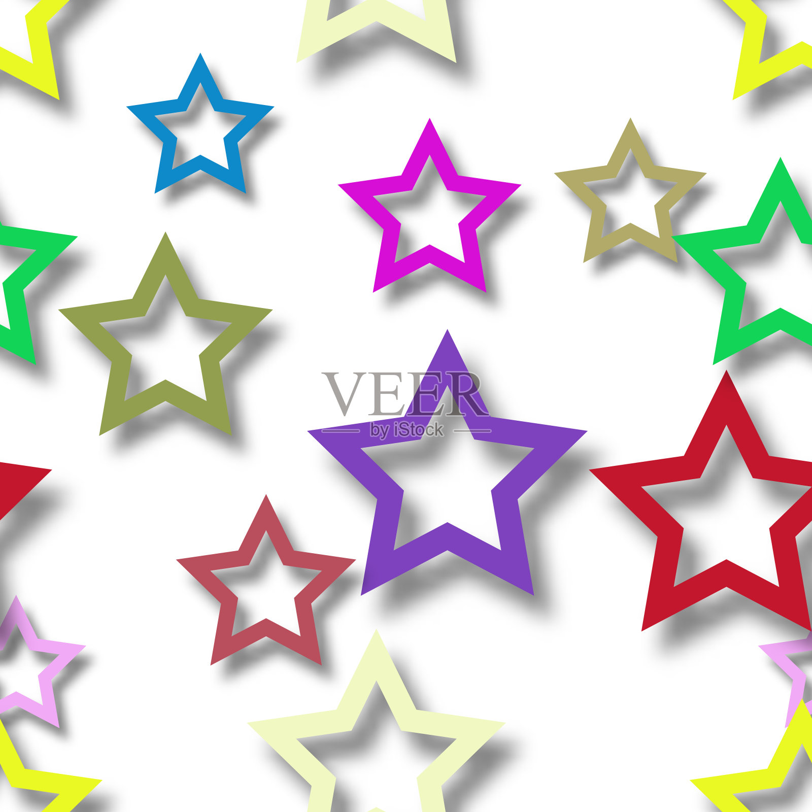 星星与阴影的抽象无缝图案插画图片素材