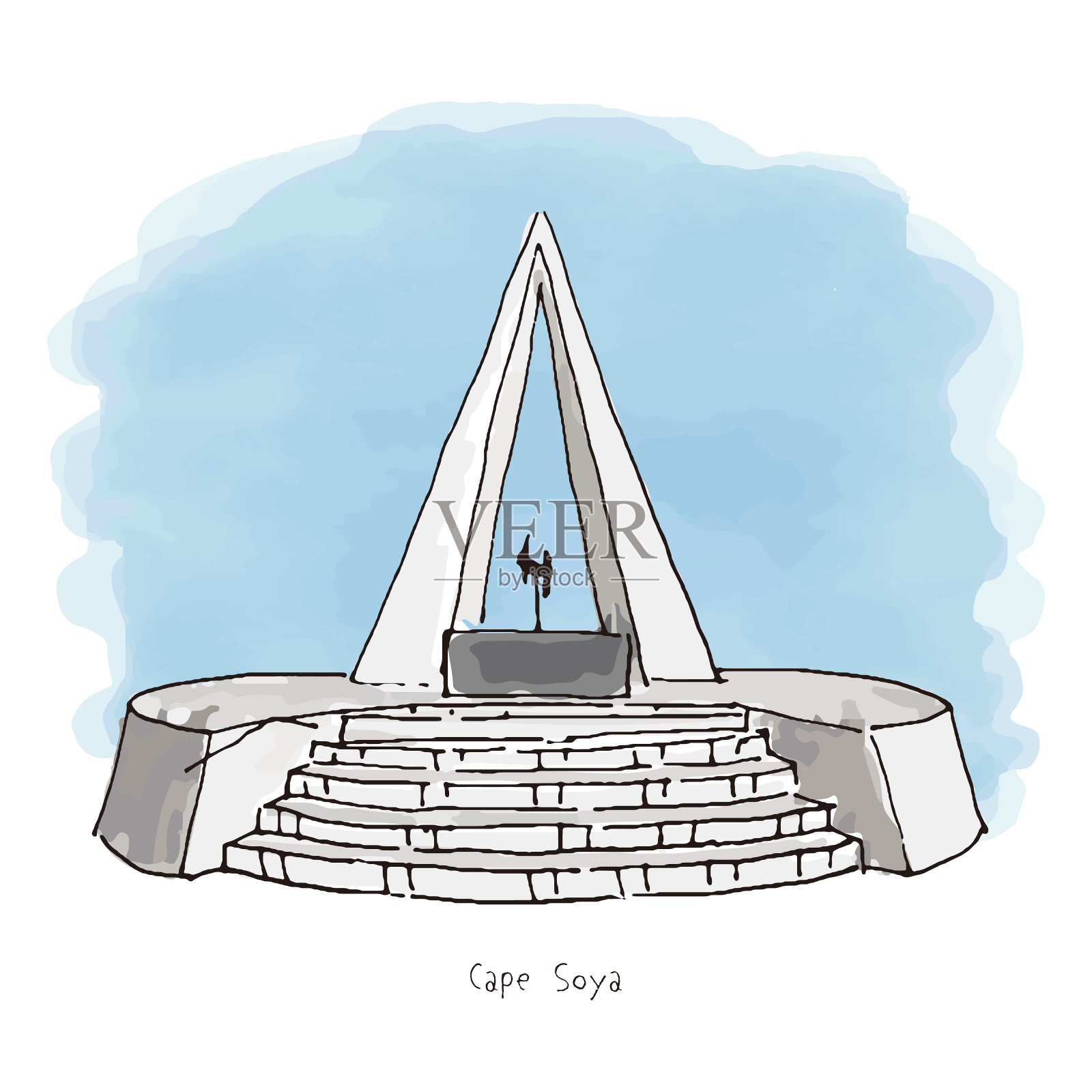 黄豆角(Hokkaidō岛的最北端)，日本的观光景点插画图片素材