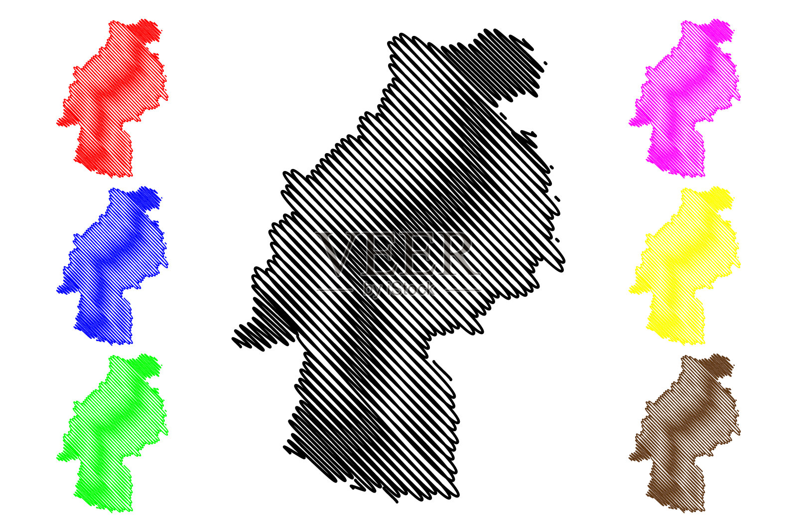 万卡维利卡地区地图矢量插画图片素材