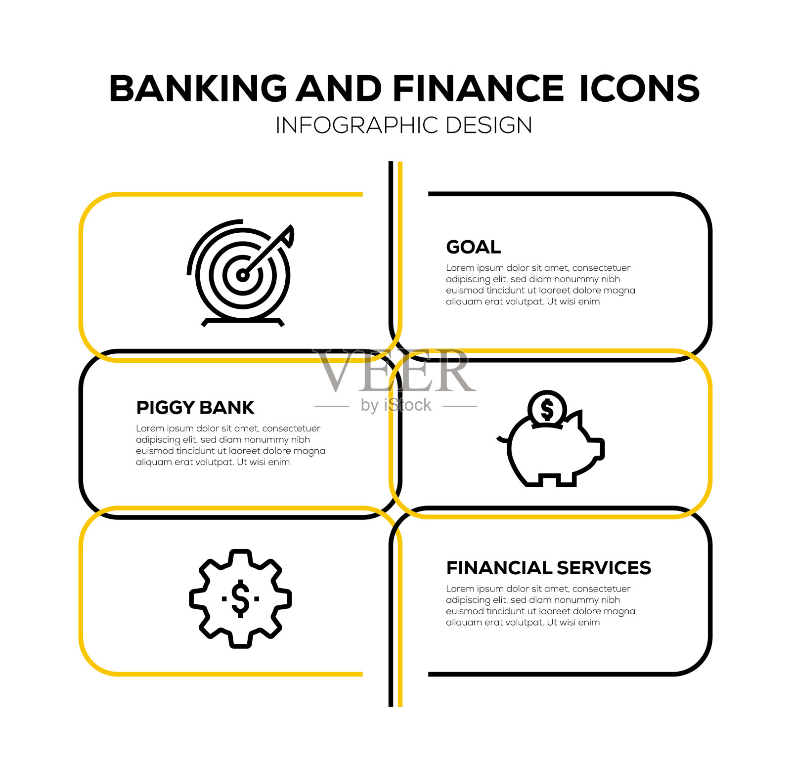 银行和金融图标集插画图片素材