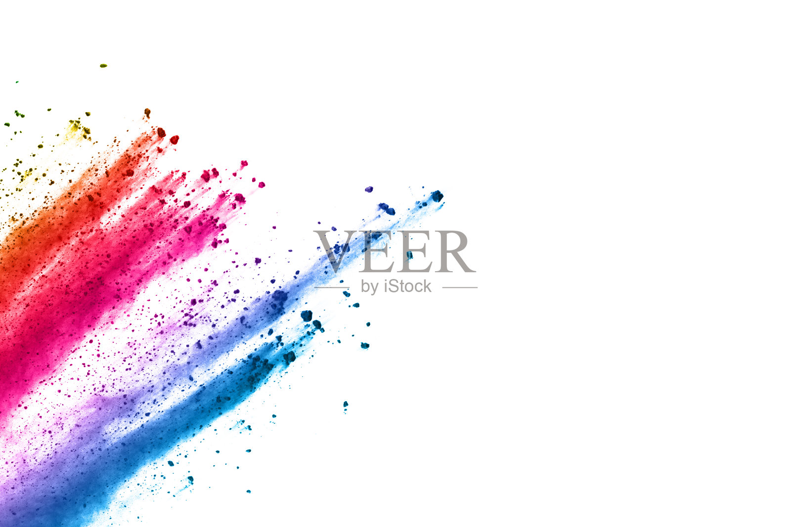 彩色粉末在白色背景上爆炸。照片摄影图片