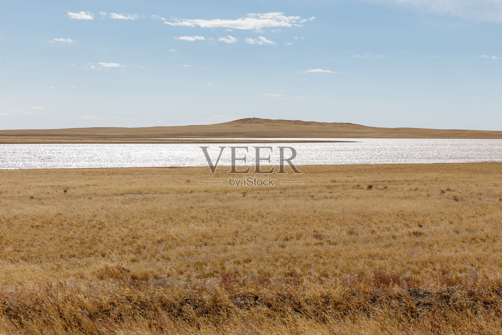 蒙古大草原上的一个小湖照片摄影图片