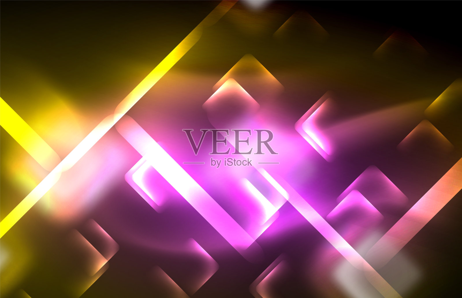 霓虹闪闪的灯光线条上黑色，科技摩登的模版插画图片素材