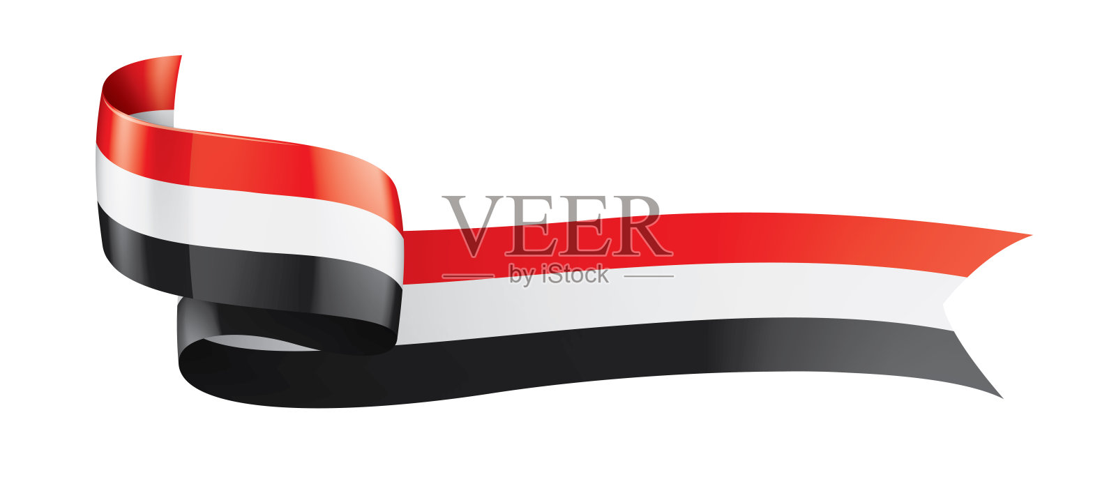 也门国旗，白色背景矢量插图。插画图片素材