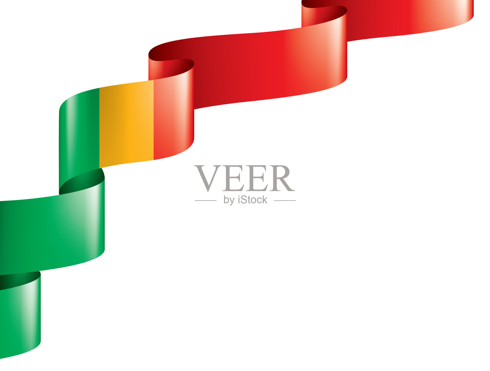 马里国旗，矢量插图上的白色背景。插画图片素材