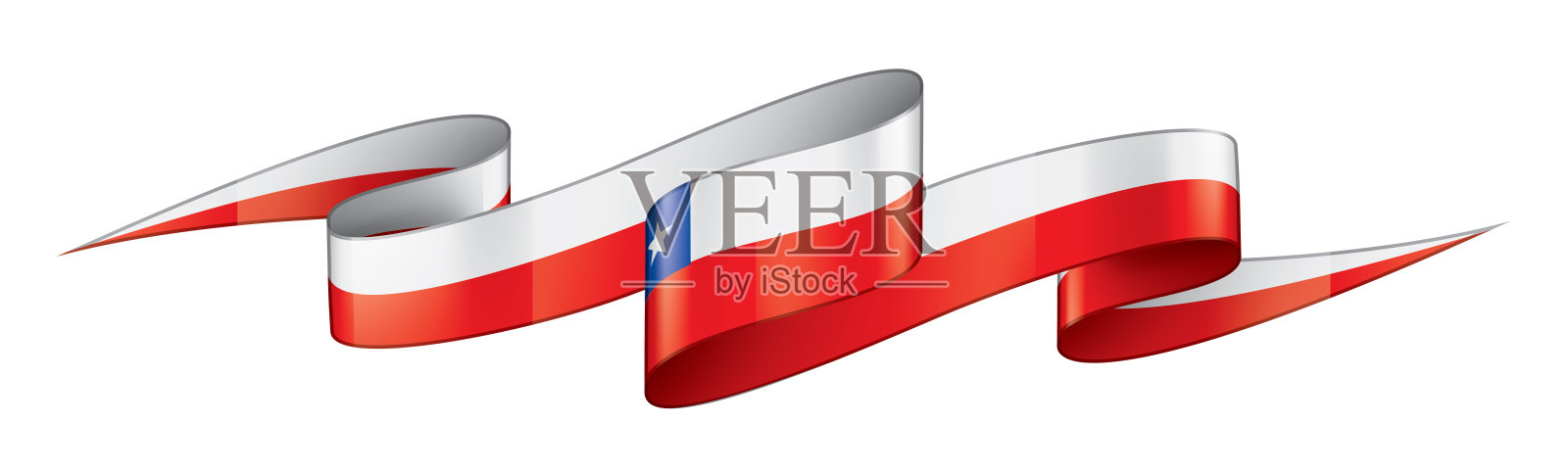 智利国旗，白色背景上的矢量插图。设计元素图片