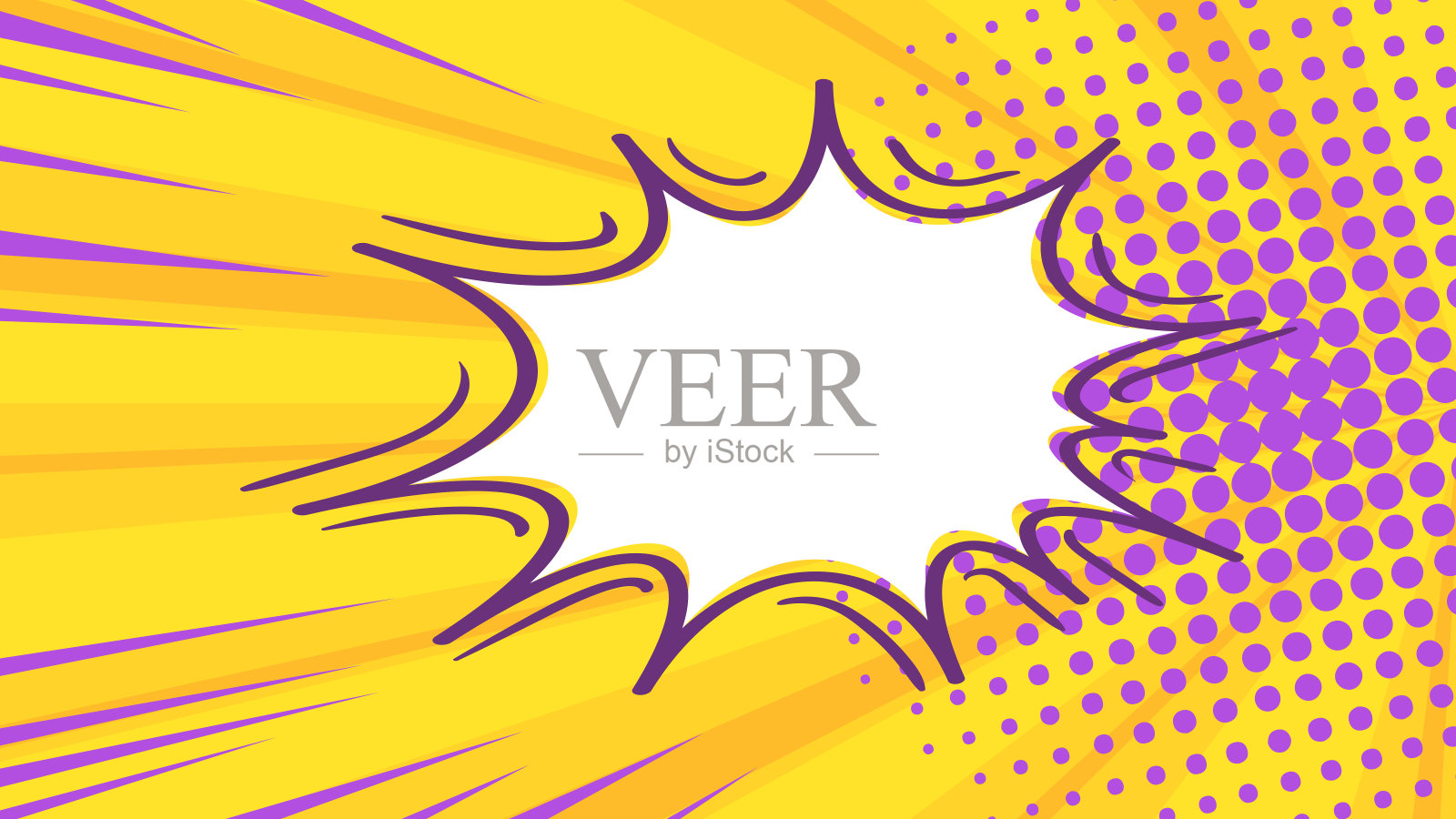 波普艺术复古漫画演讲泡沫在彩色点和射线背景。插画图片素材