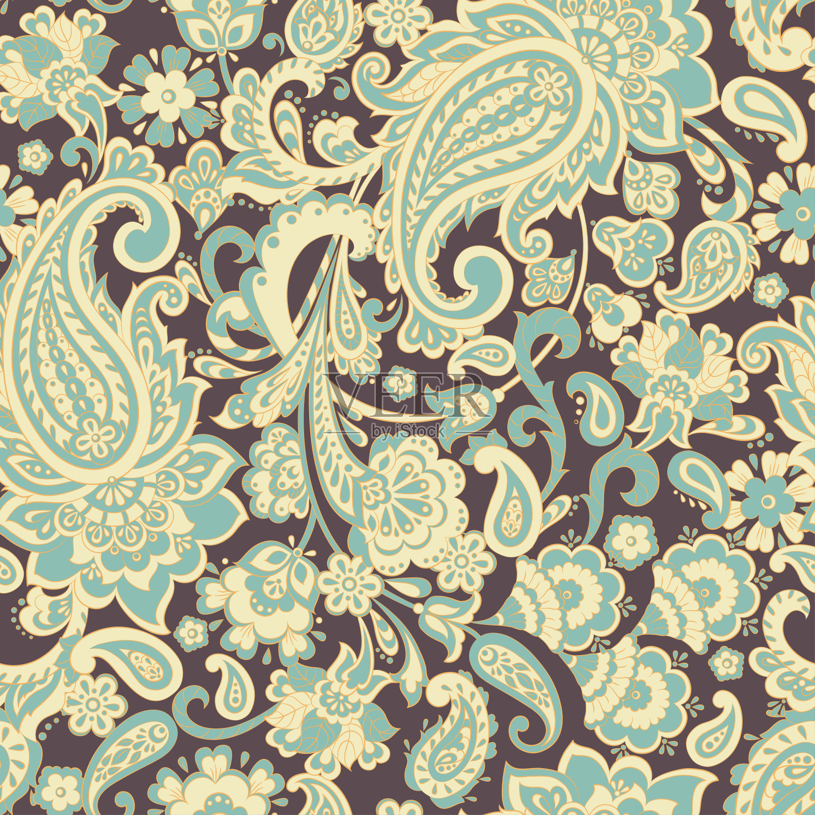 无缝佩斯利图案。花卉矢量插图插画图片素材