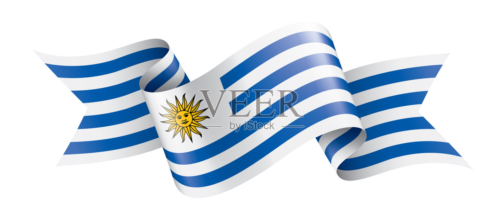 乌拉圭国旗，矢量插图在白色的背景。插画图片素材