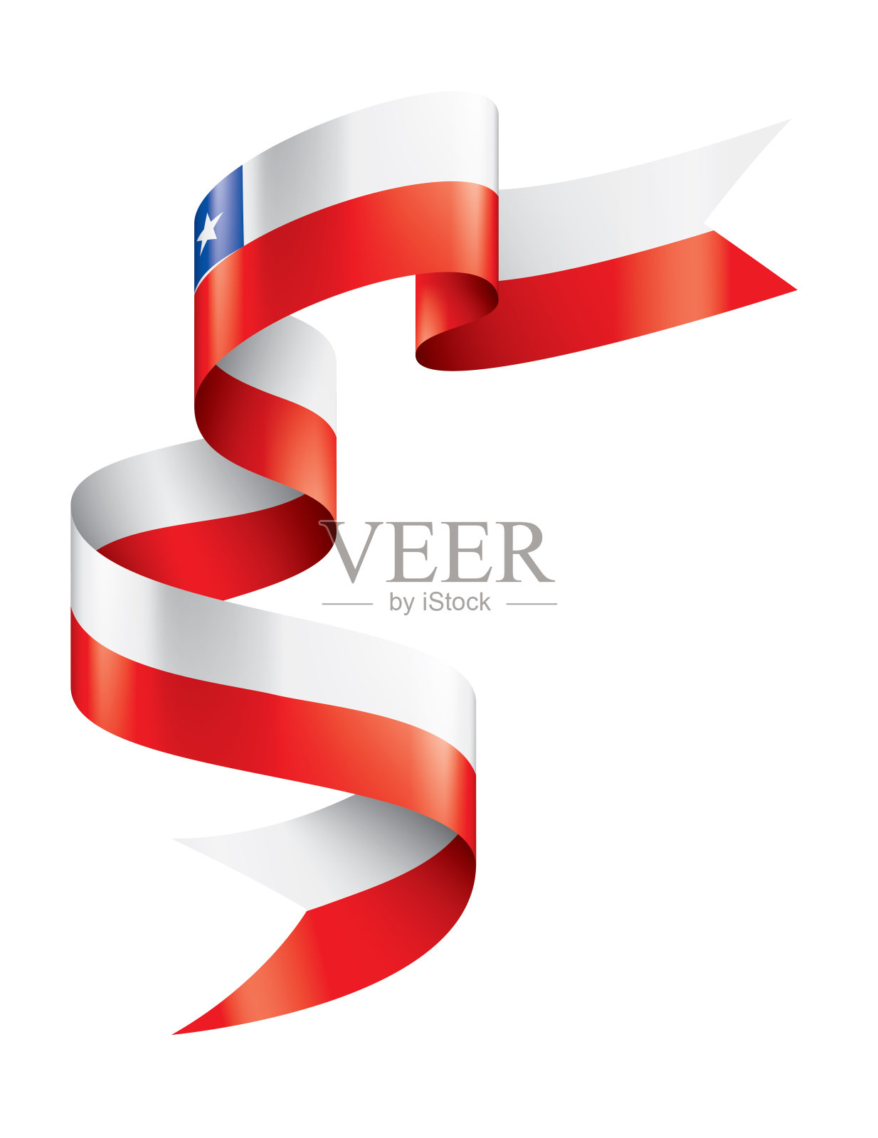智利国旗，白色背景上的矢量插图。插画图片素材