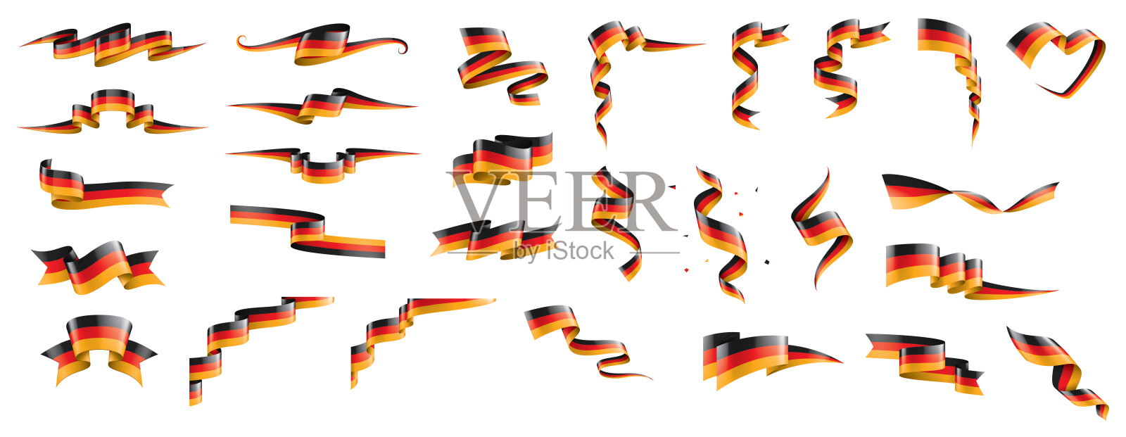 德国国旗，矢量插图在白色的背景插画图片素材