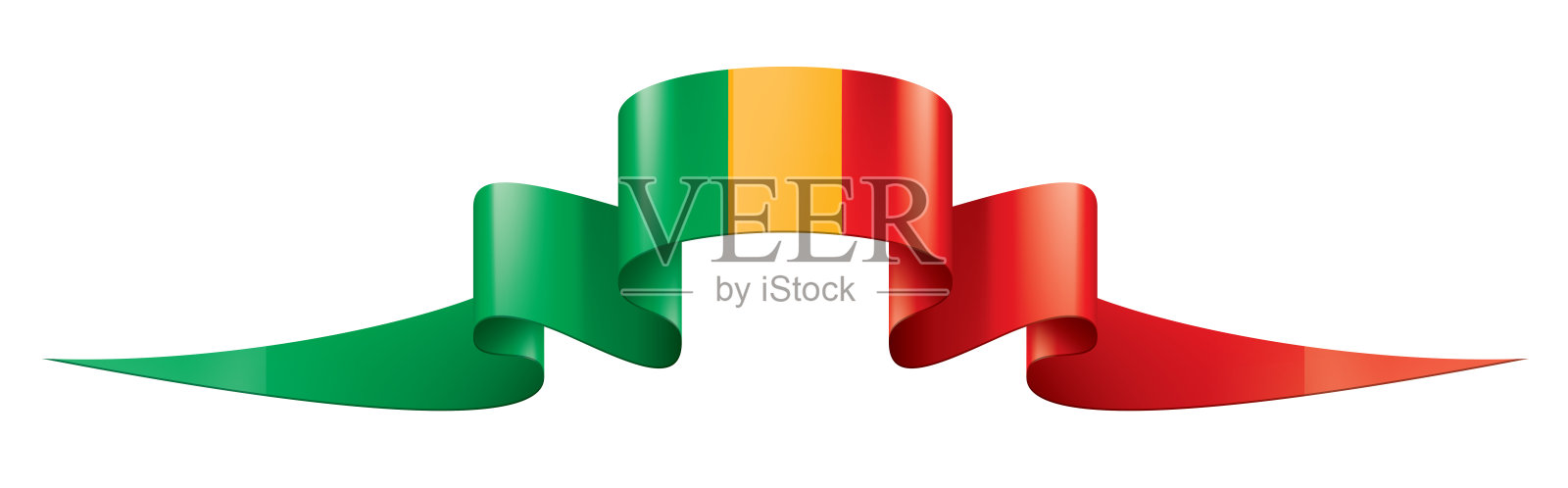 马里国旗，矢量插图上的白色背景。插画图片素材