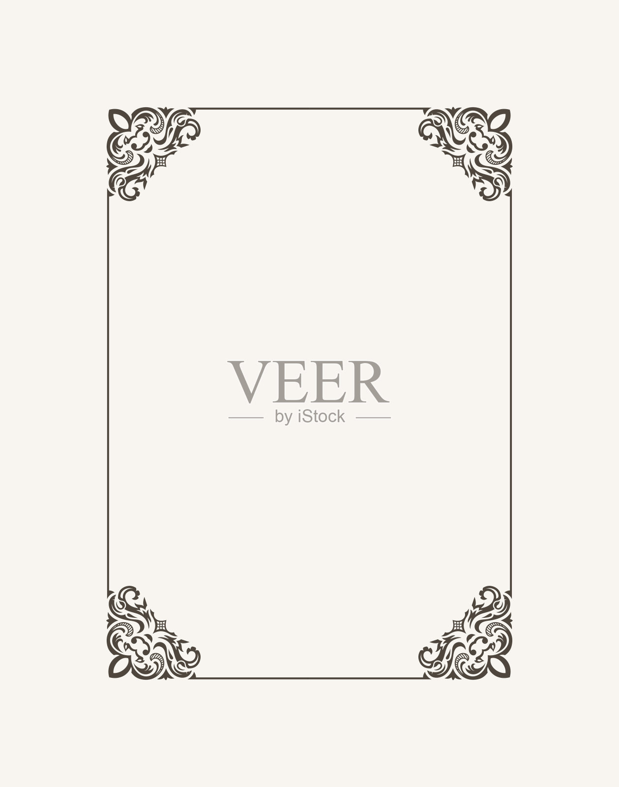 复古的书法画框。黑白矢量边框的邀请函、文凭、证书、明信片设计元素图片