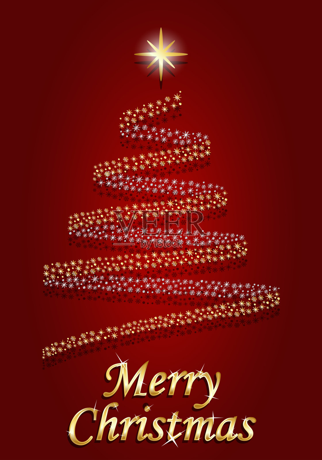 红色背景上的圣诞节快乐矢量插图插画图片素材