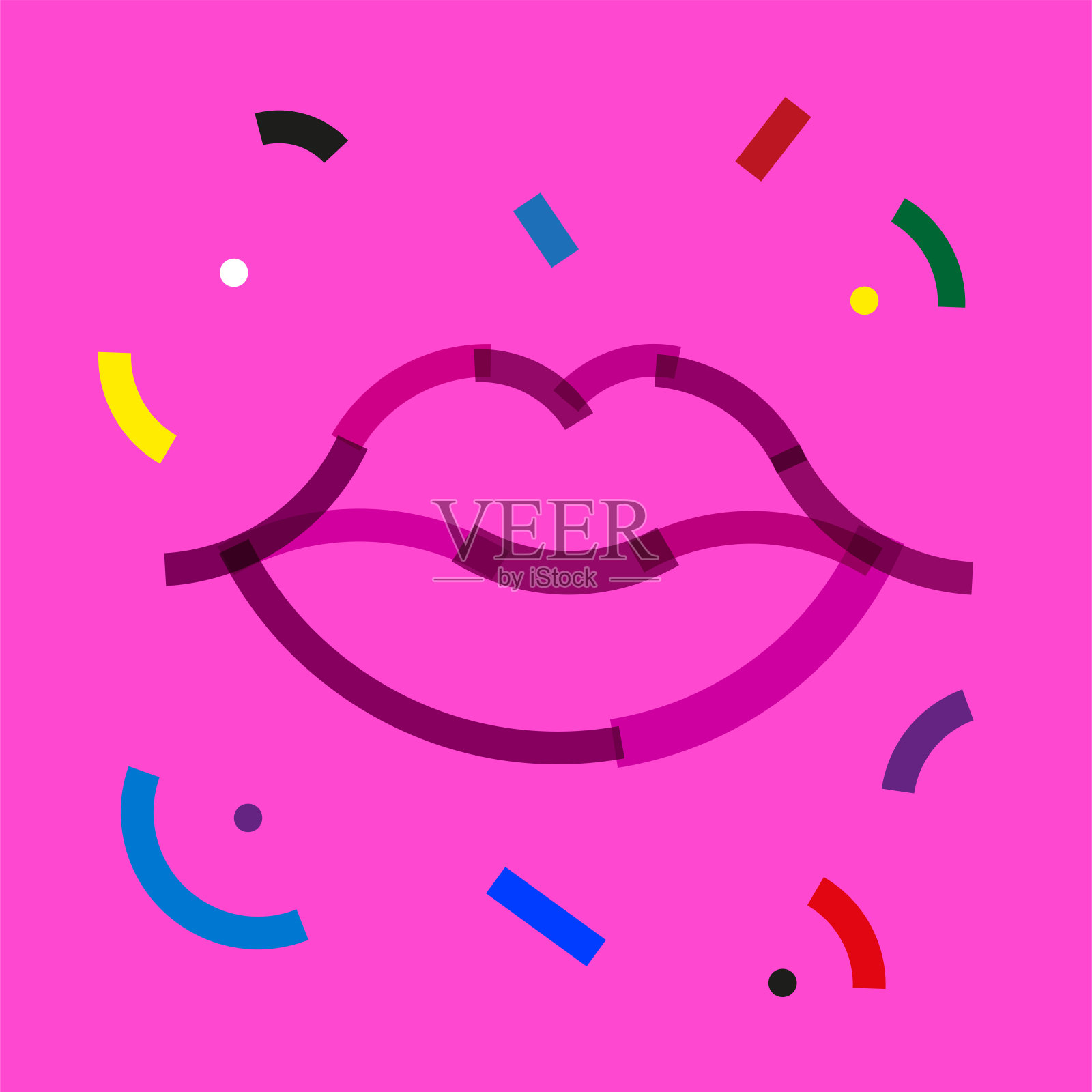 彩色现代背景上的嘴唇图标插画图片素材