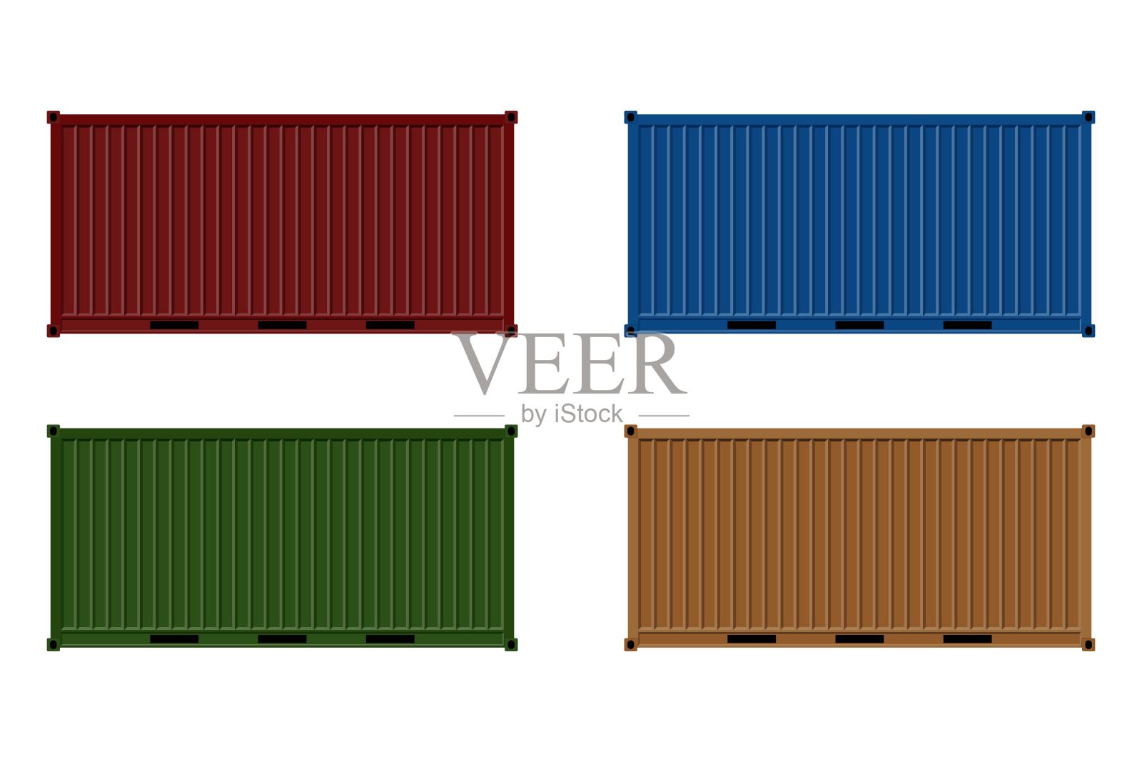 货柜矢量图孤立在白色背景上。插画图片素材