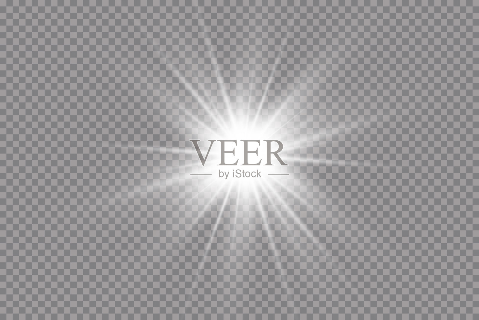 白色发光的光在透明的背景上爆炸。雷。透明的阳光，明亮的闪光。特殊镜头光晕效果。插画图片素材