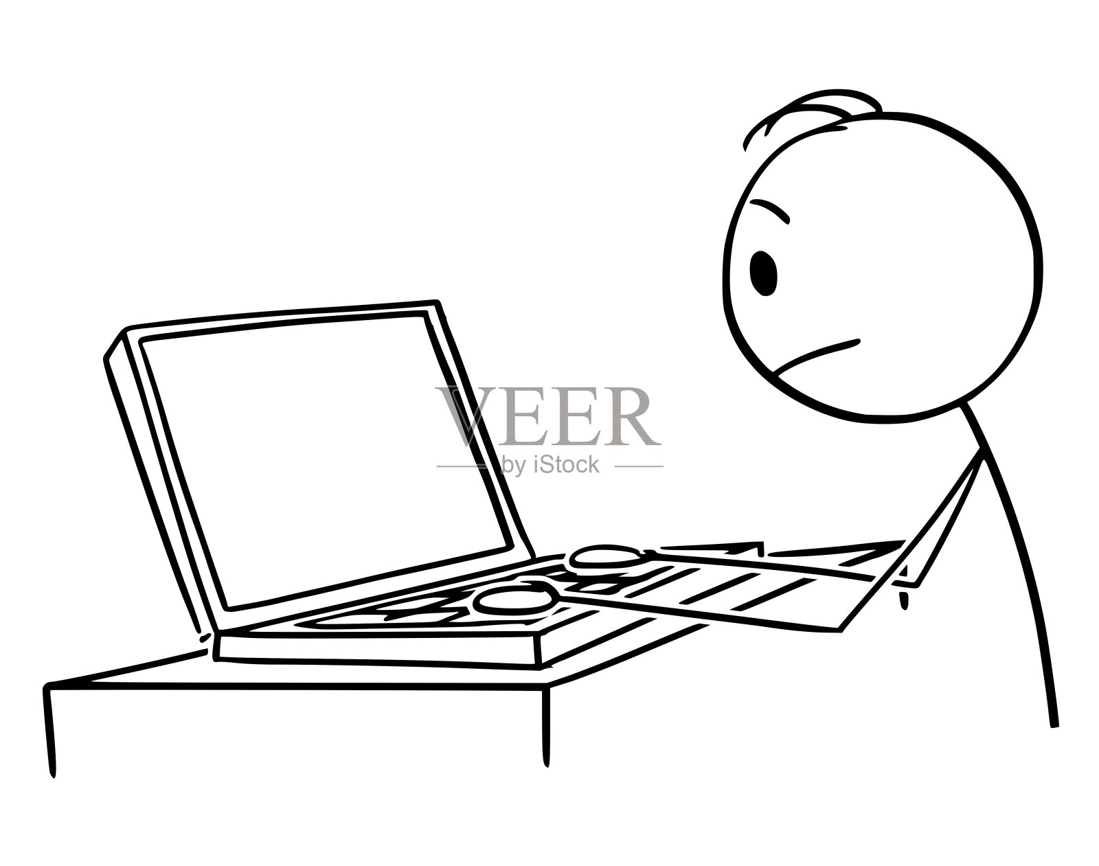 矢量卡通的人或商人在便携式电脑或笔记本电脑上工作或打字插画图片素材