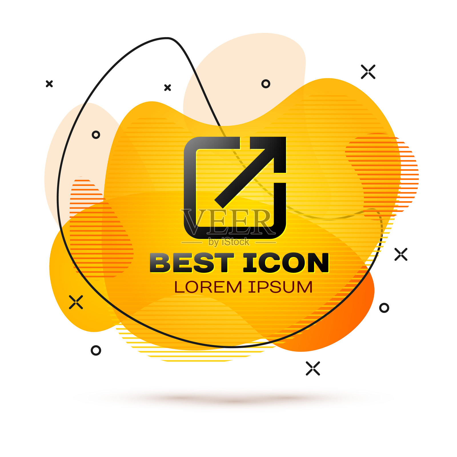 黑色打开在新窗口图标孤立在白色背景。打开另一个标签按钮符号。浏览器框架的象征。外部链接的迹象。液颜色的旗帜。矢量图图标素材