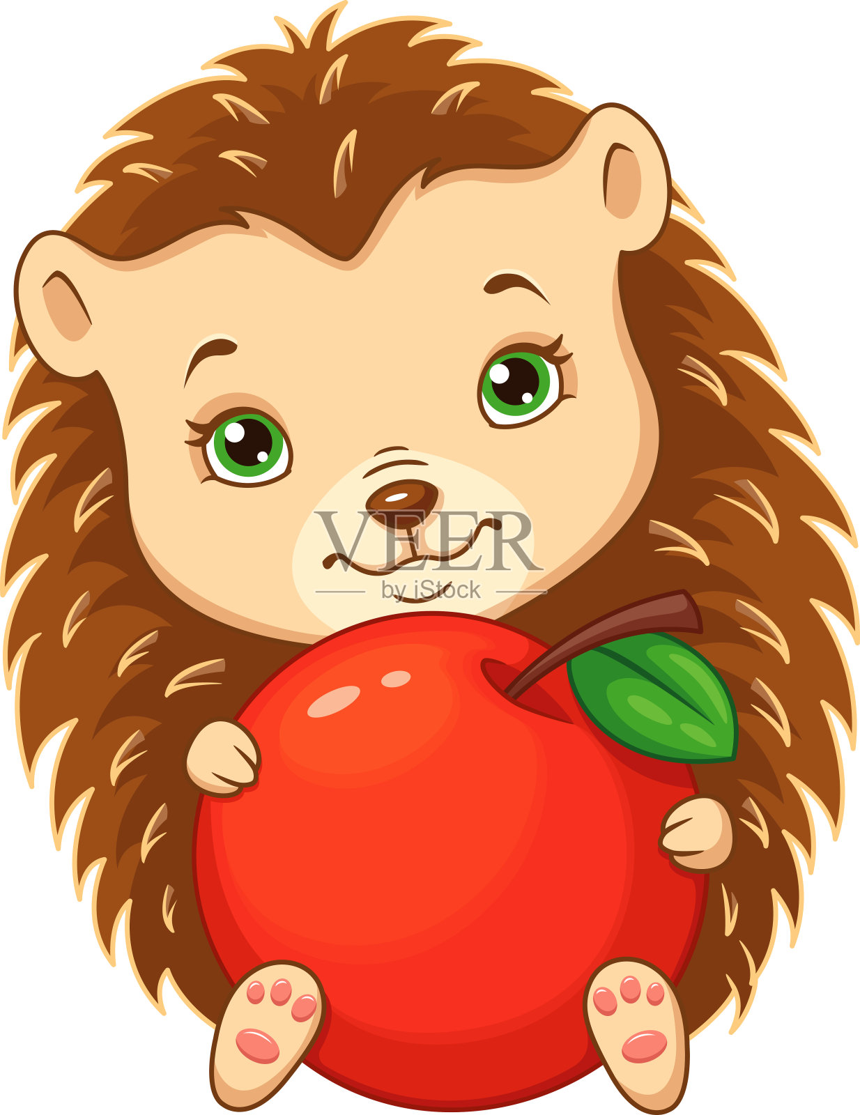 刺猬与苹果插画图片素材