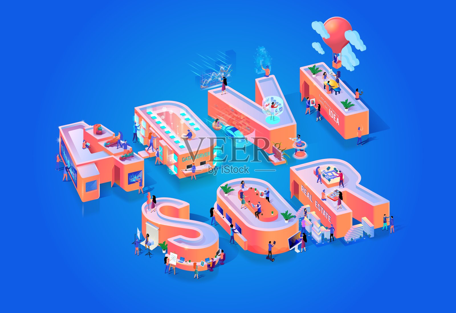 蓝色背景上的矢量顾问插画插画图片素材