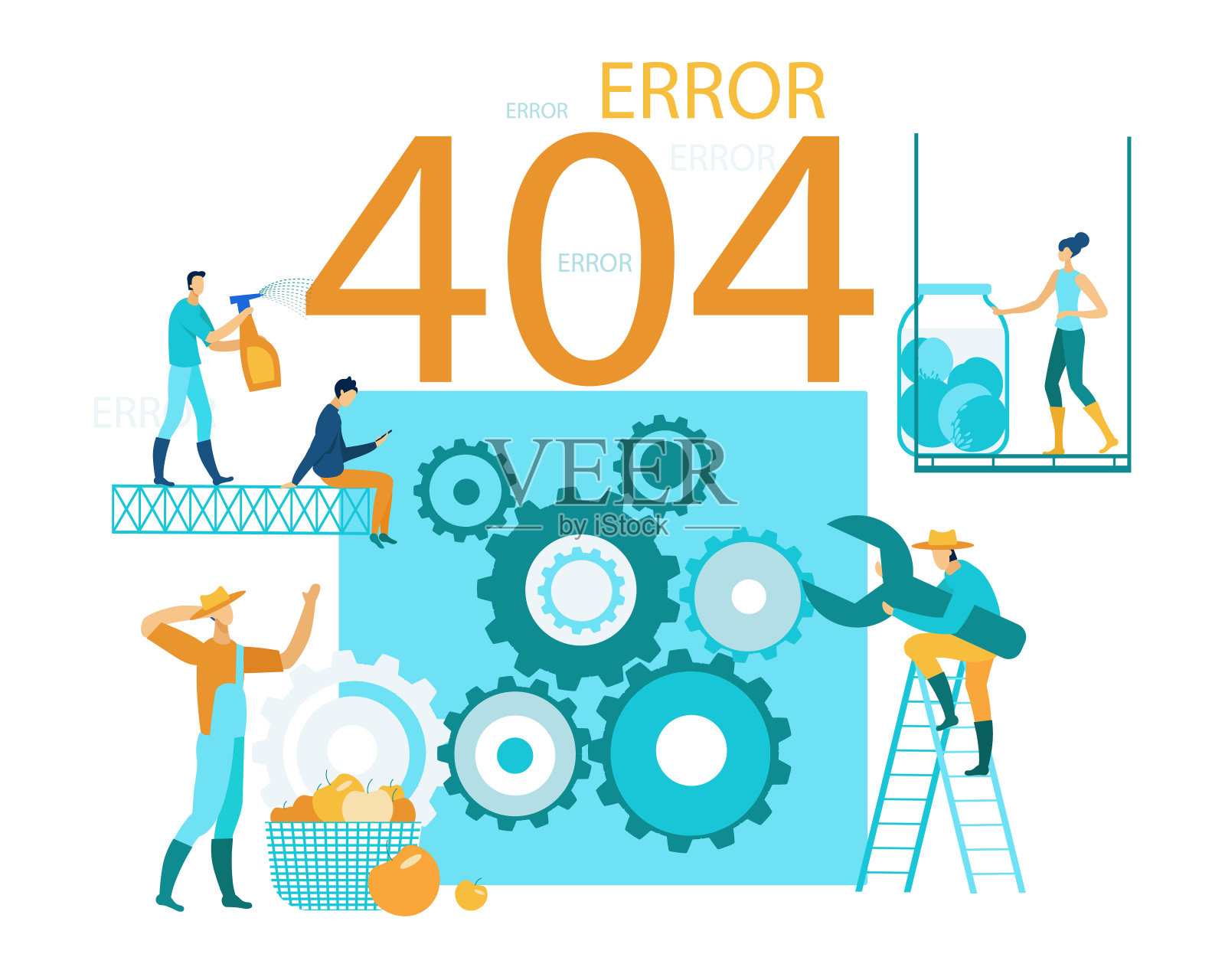 矢量插图铭文错误404平。插画图片素材