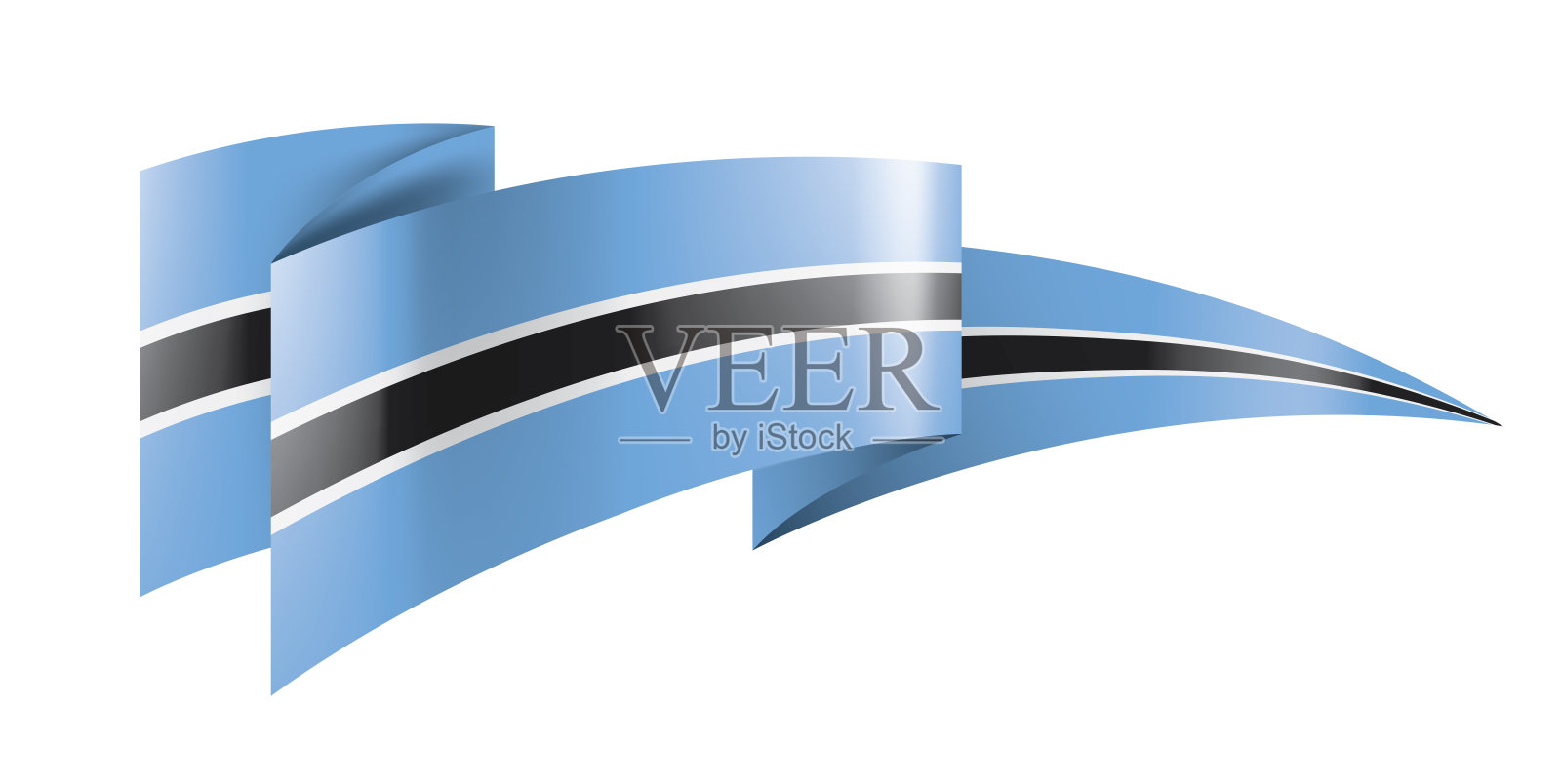 博茨瓦纳国旗，白色背景上的矢量插图插画图片素材