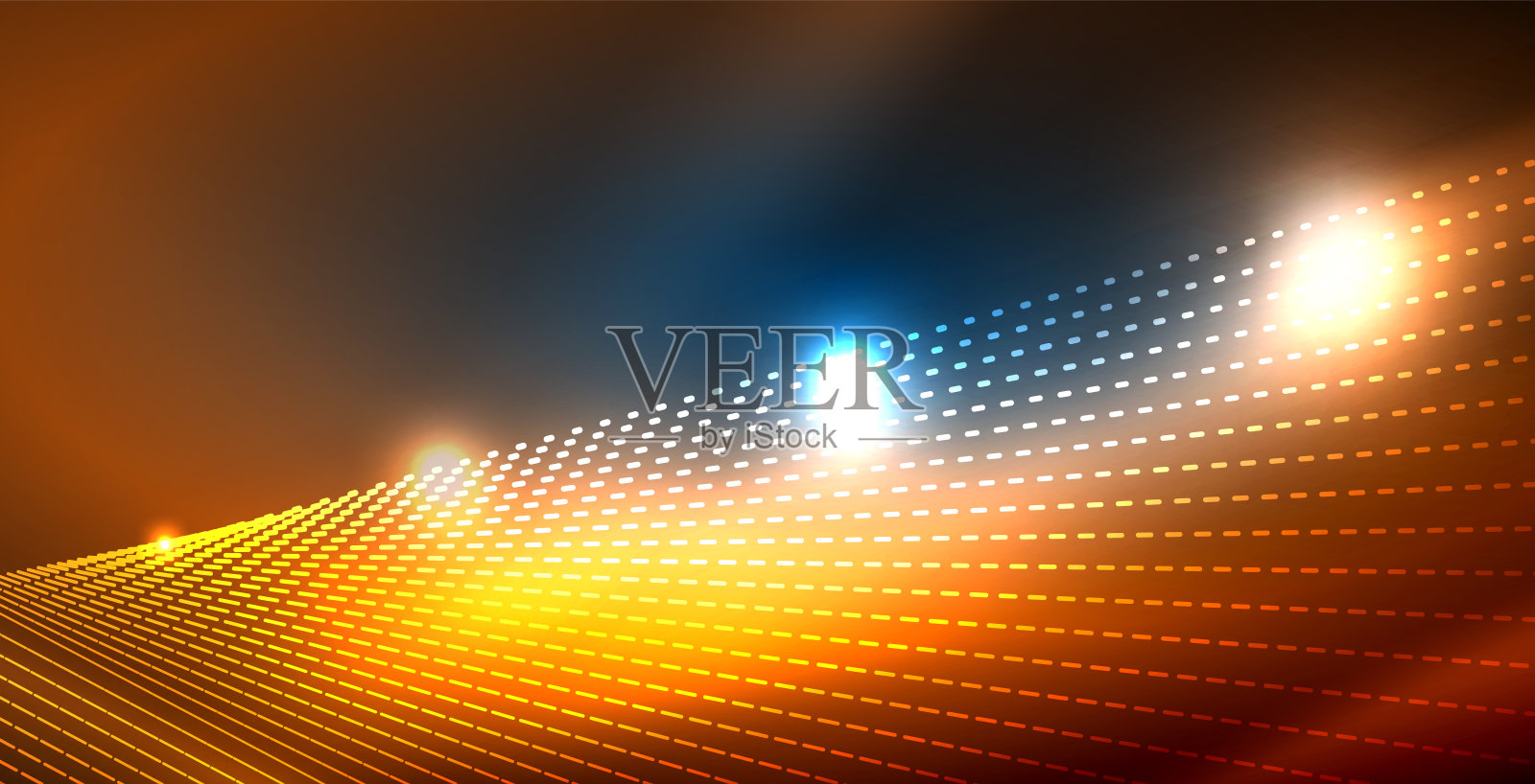 彩色霓虹灯与波浪抽象背景插画图片素材