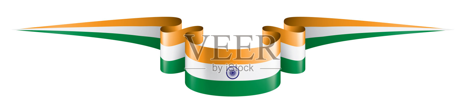 印度国旗，矢量插图在白色的背景插画图片素材