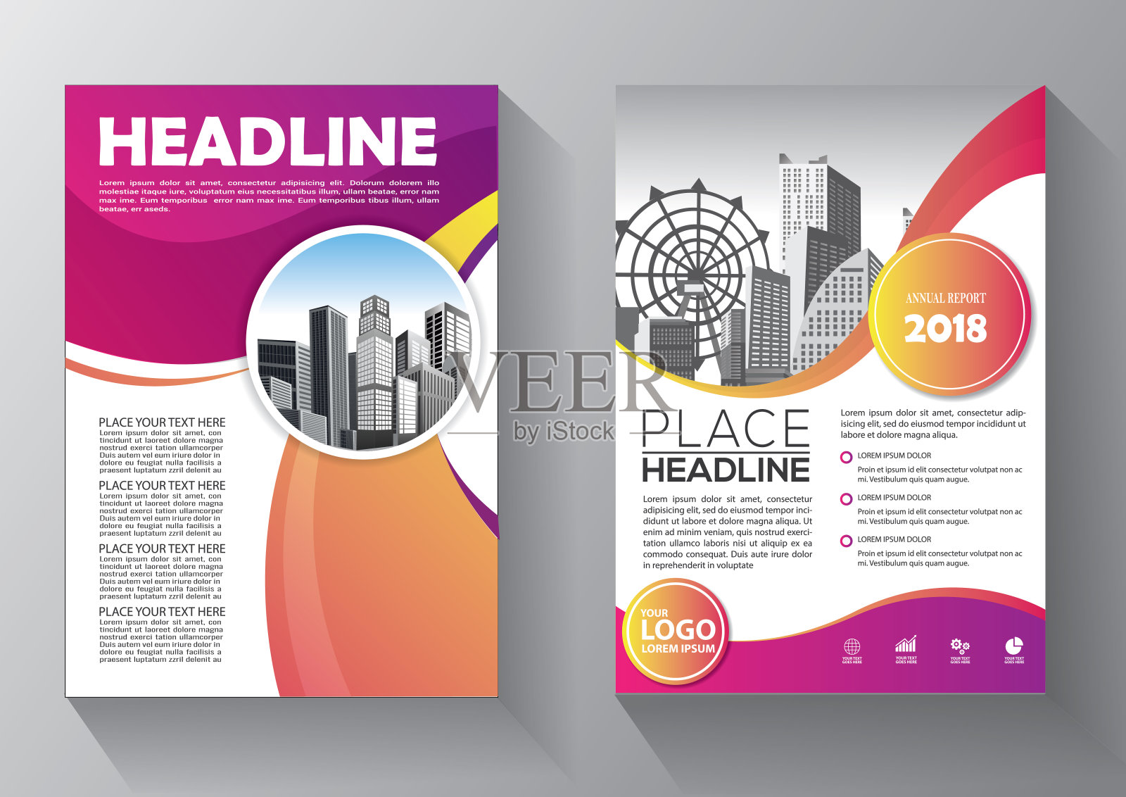 宣传册设计，封面现代布局，年度报告，海报，传单在A4彩色三角形，几何形状的技术，科学，市场与光背景设计模板素材