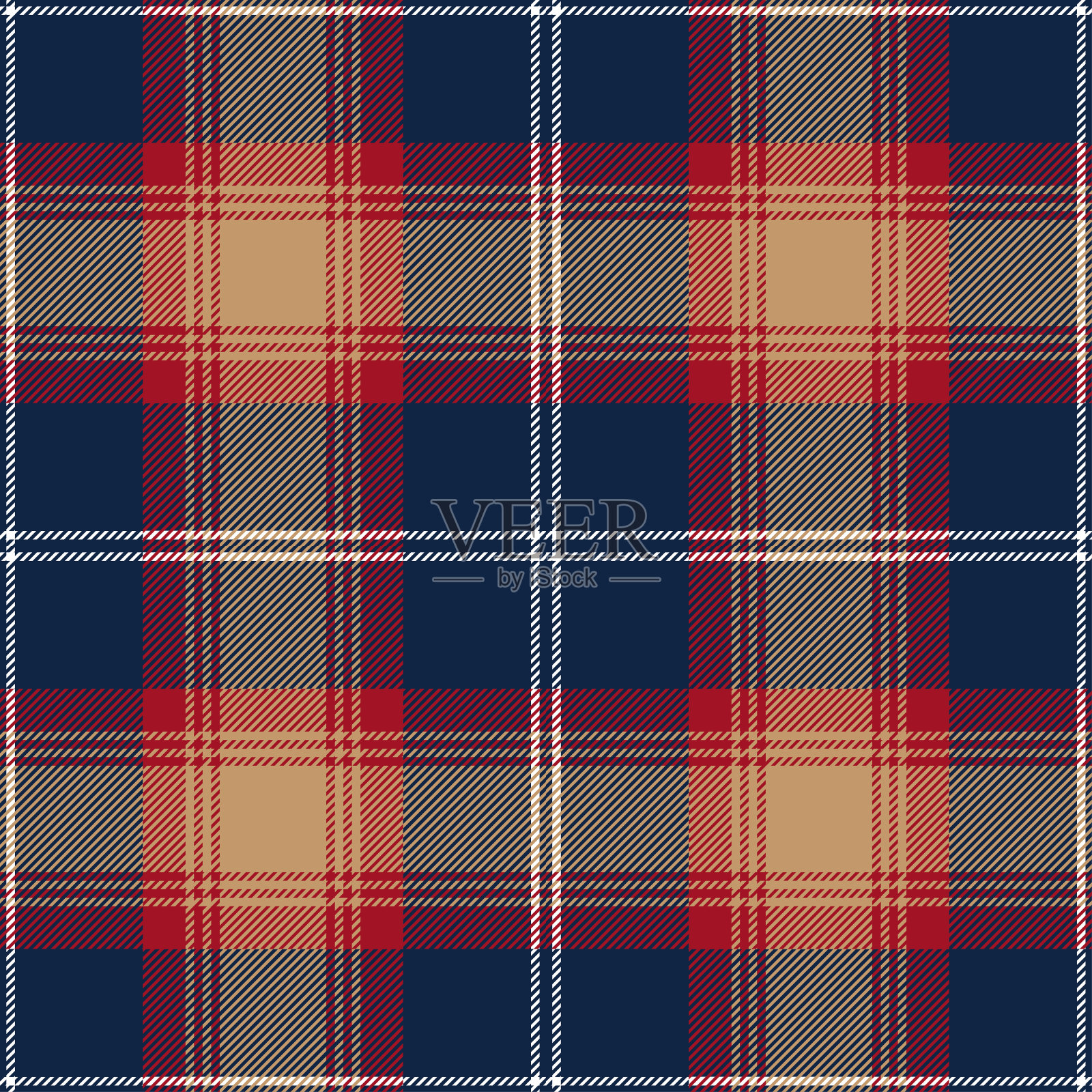 红蓝色米色格子无缝图案背景插画图片素材