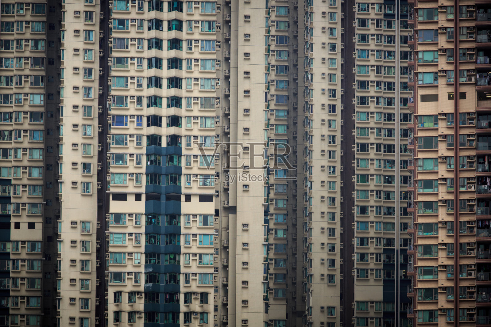 黑白色的香港拥挤的房屋照片摄影图片