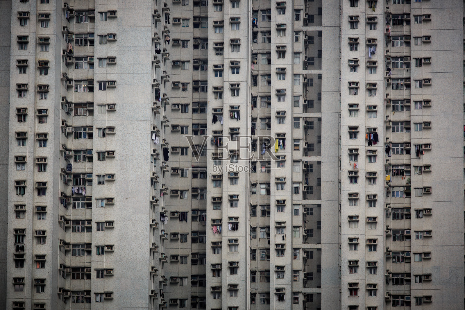 黑白色的香港拥挤的房屋照片摄影图片