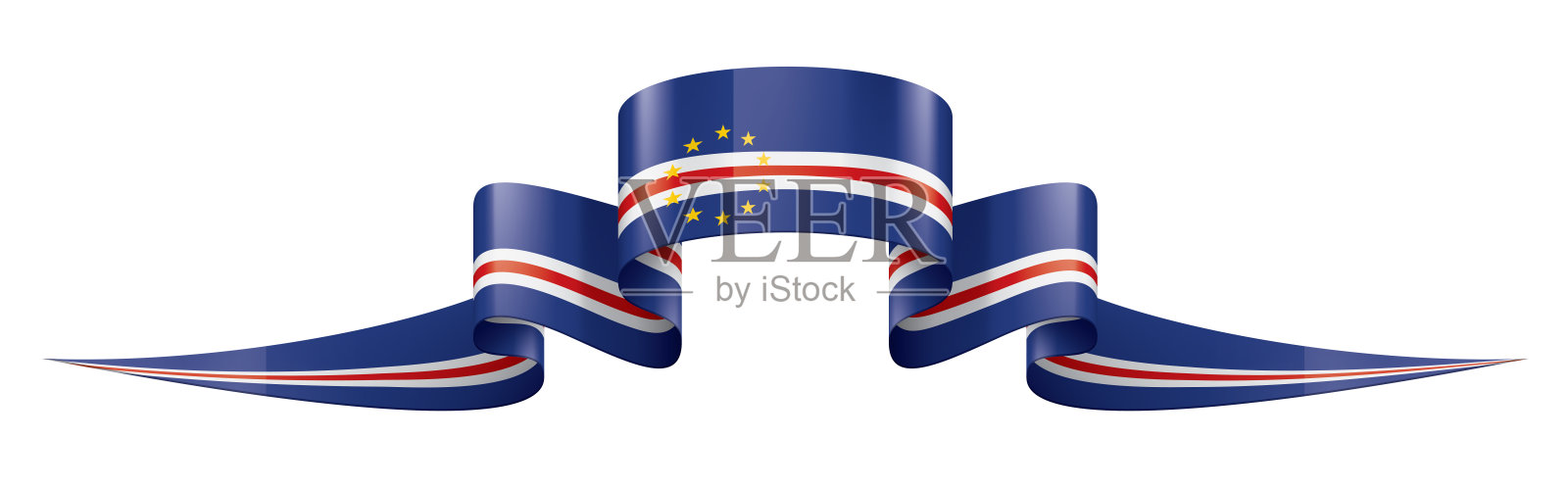 佛得角旗，白色背景矢量插图插画图片素材