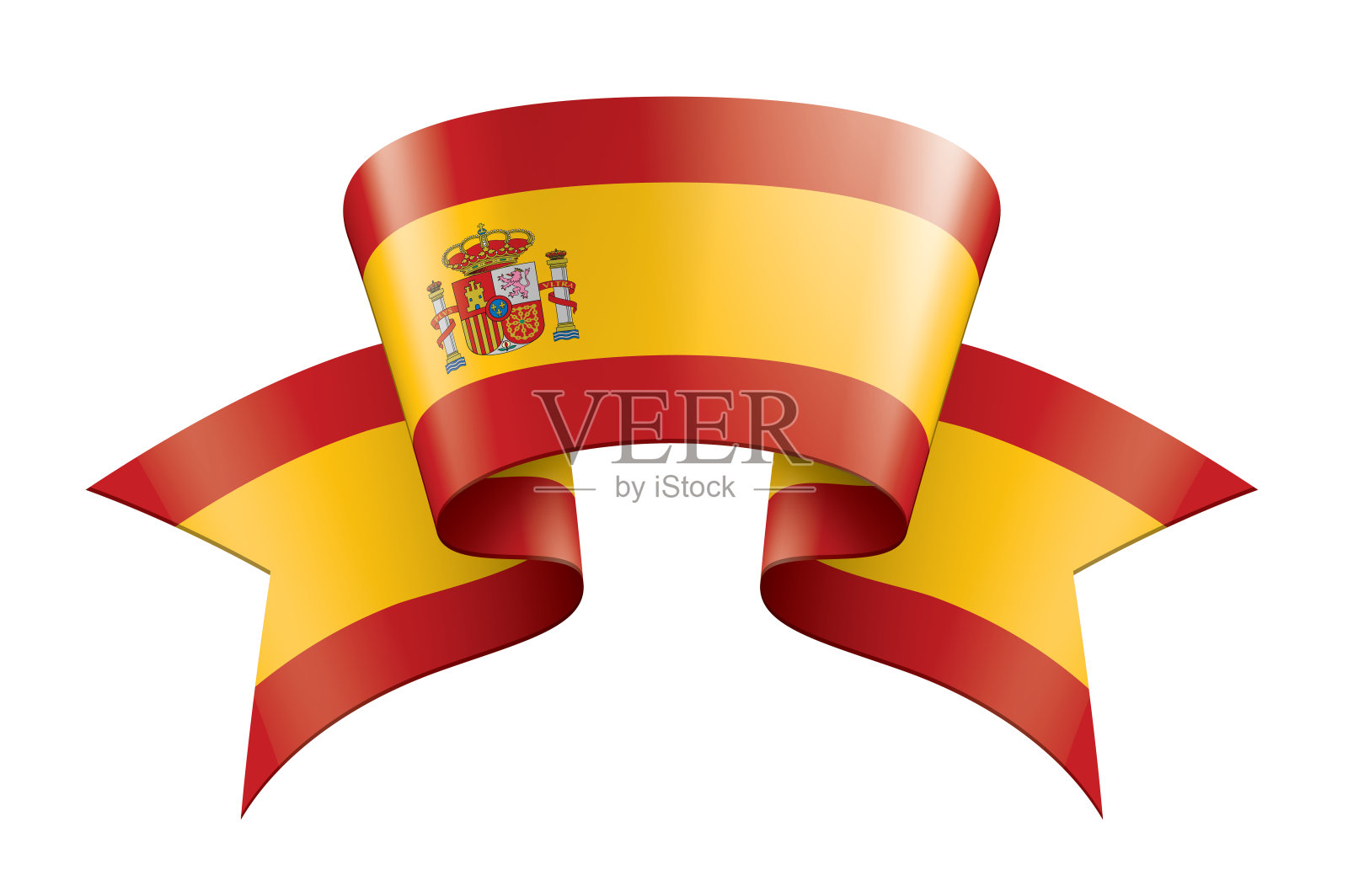 西班牙国旗，矢量插图在白色的背景插画图片素材