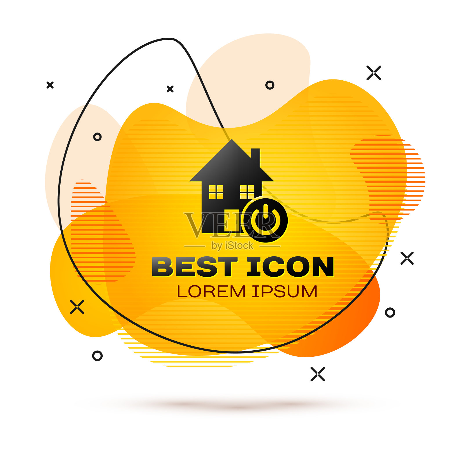 黑色智能家庭图标孤立在白色背景。远程控制。液颜色的旗帜。矢量图图标素材