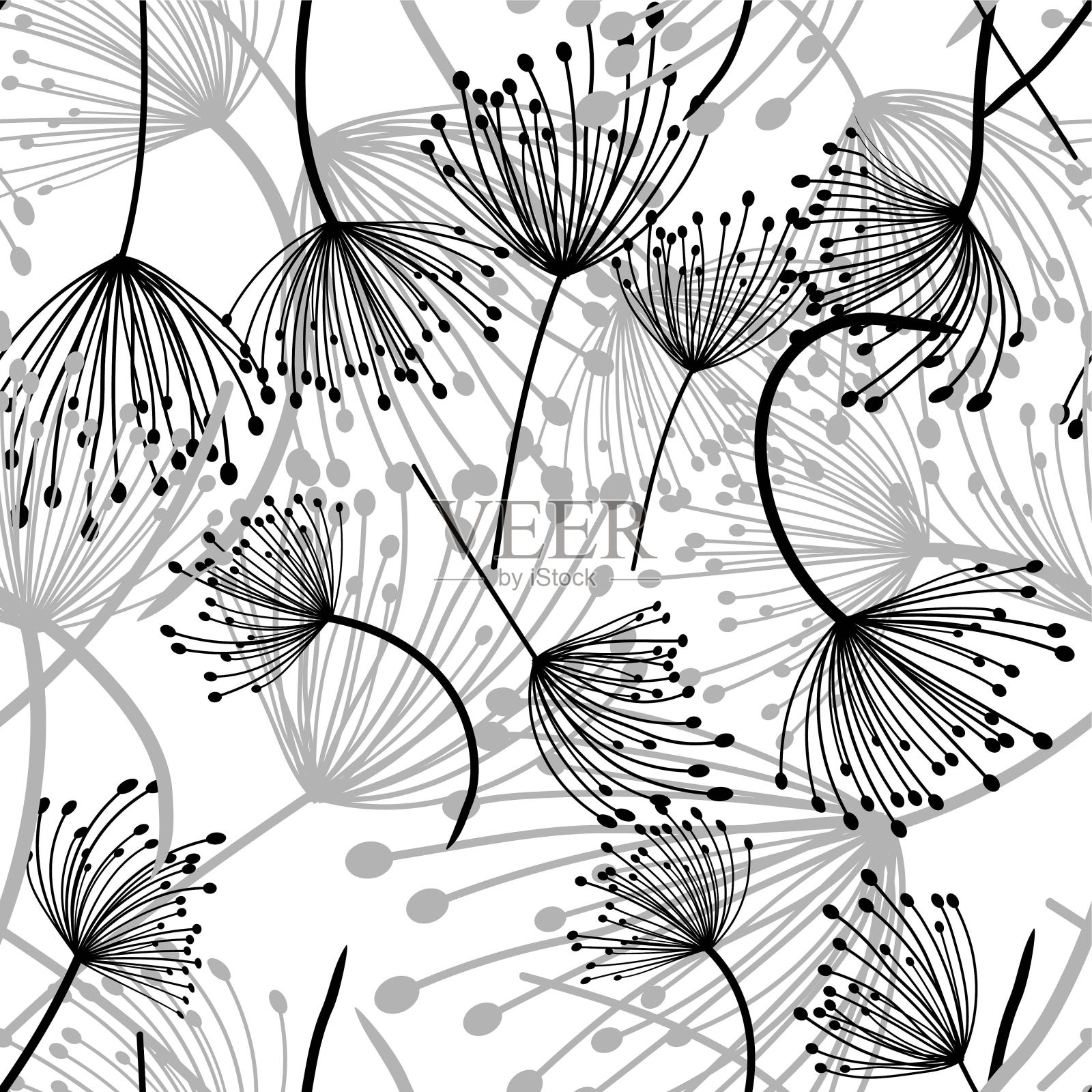 蒲公英花，无缝模式，矢量插图eps 10插画图片素材