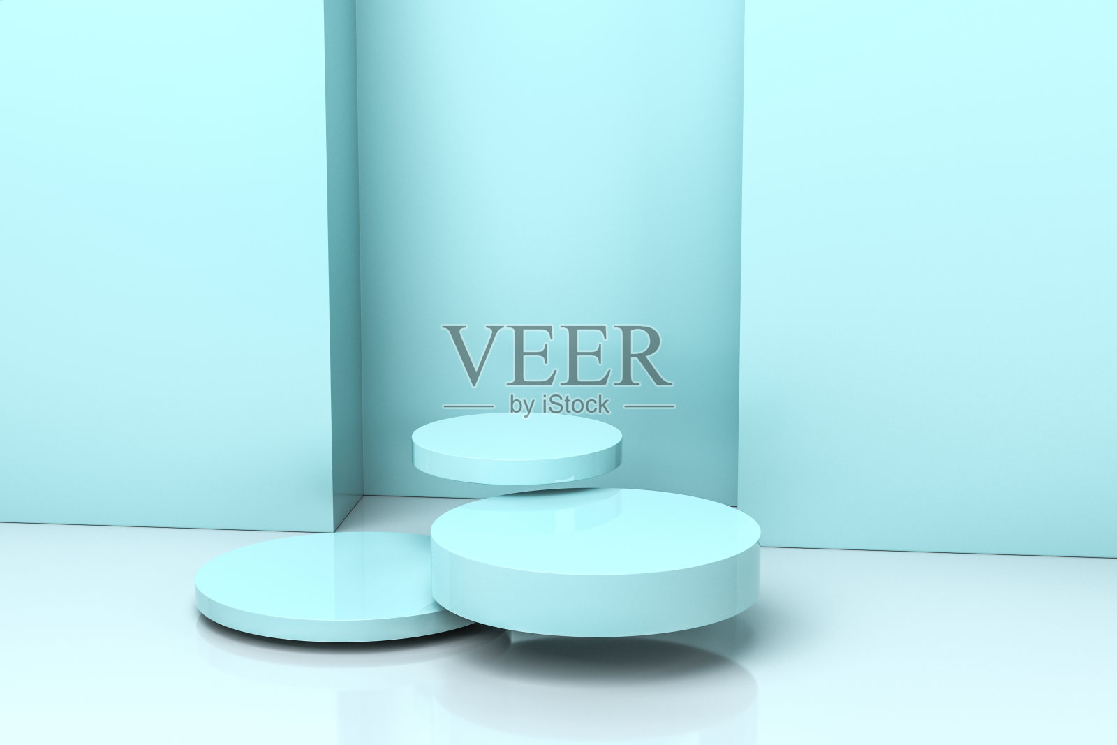 3d渲染，空房间的圆形平台。照片摄影图片