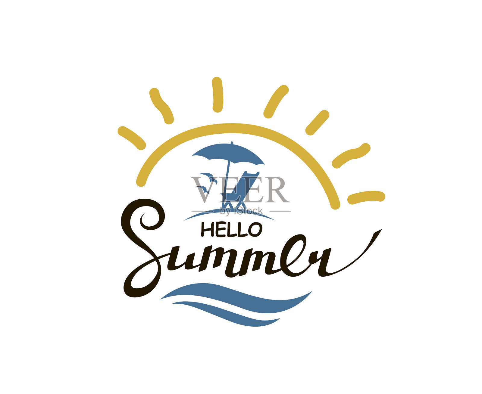 你好夏日字母与太阳插画图片素材