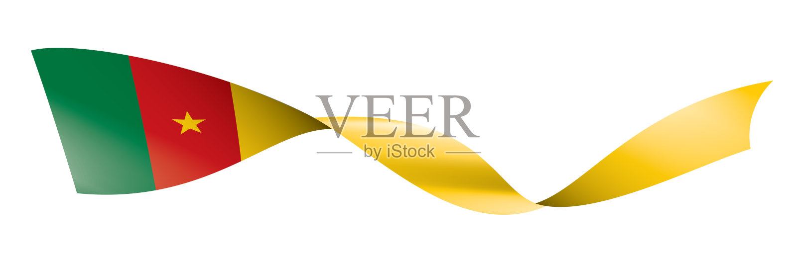 喀麦隆国旗，矢量插图在白色的背景插画图片素材