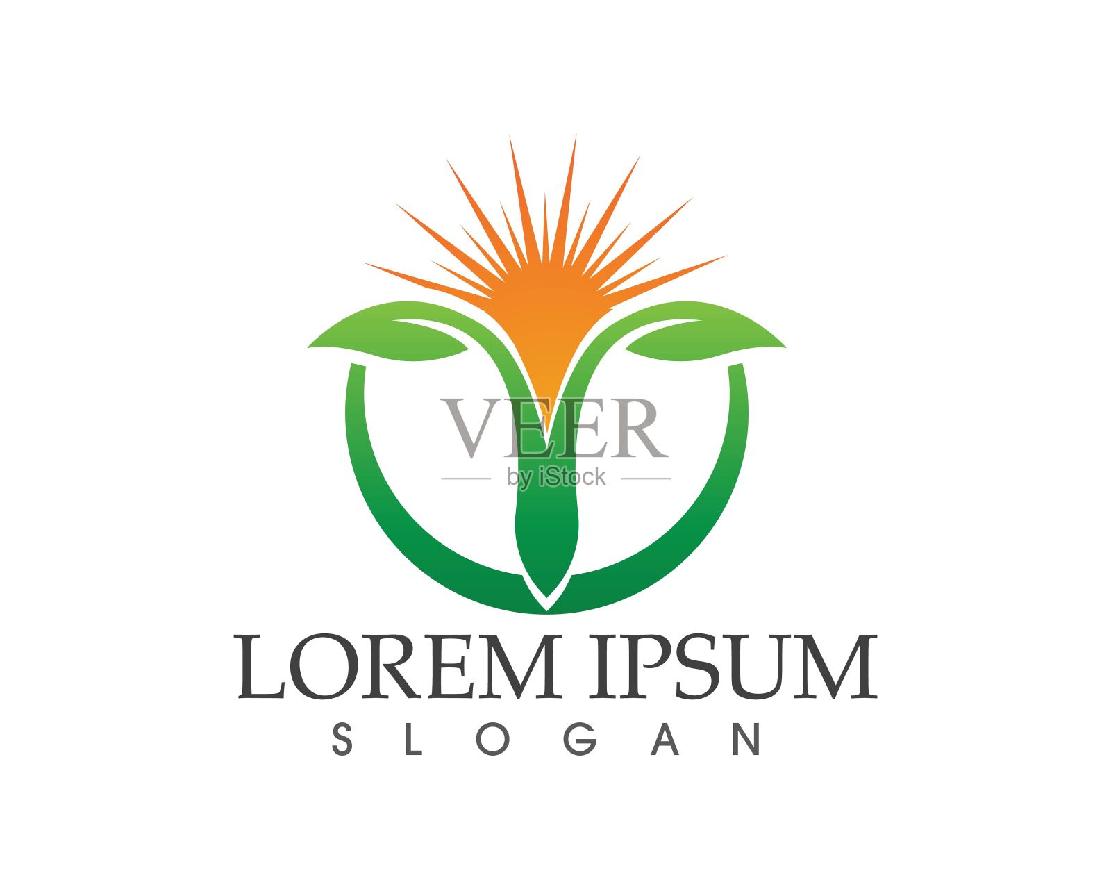 叶绿色自然标志和符号模板向量插画图片素材